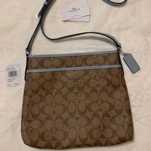 Coach Sig Zip File XBody  SV/Khaki Pale Blue